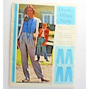 Vintage Sewing Step By Step Uncut Pattern Elastic Waste Pants Sz 14 - 22 NOS